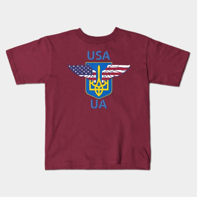 USA supporting Ukraine Kids T-Shirt by tashashimaa
